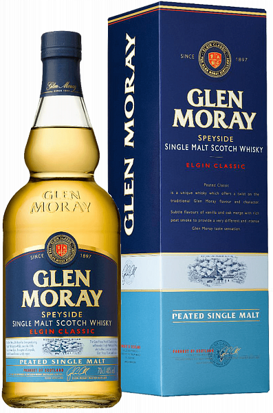 Glen Moray Elgin Classic Peated Speyside Single Malt Scotch Whisky (gift box), 0.7л